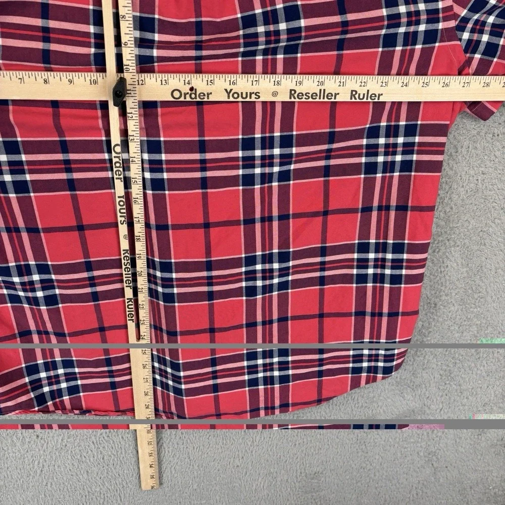 Polo Ralph Lauren Button Down Shirt Mens 2XL Light Red Navy Plaid Cotton Casual
